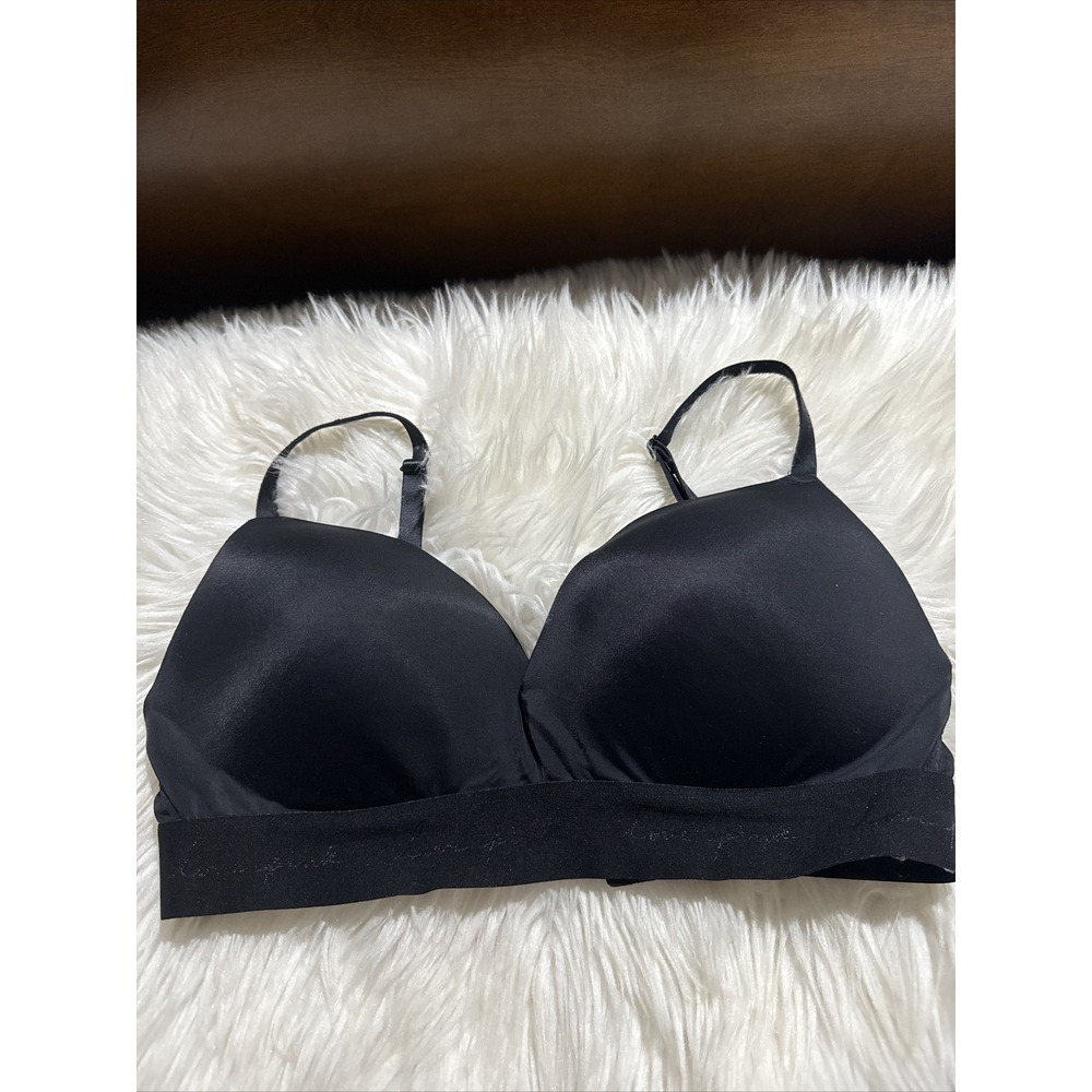 victoria's secret pink wear everywhere Wireless Push Up Bra 32DD Black